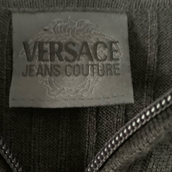 Vintage Versace Jeans Couture Mens  Cardigan Ribbed Sweater Full Zip Gray Size L - Picture 6 of 12